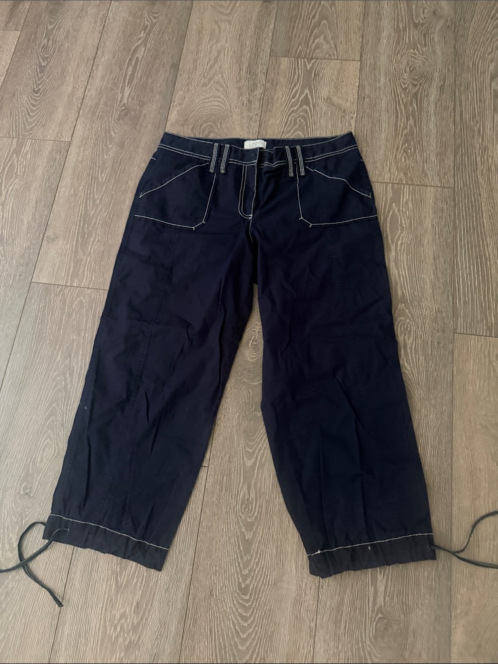 LOFT Navy Pants with White Contrast Stitching